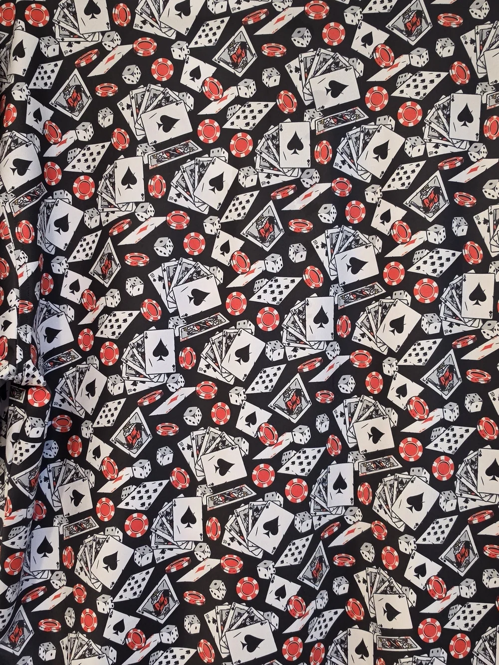Men's Golf Black Poker-Print Button Shirt - Picture 3 of 3